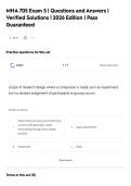MHA 705 Exam 5 &vert; Questions and Answers &vert;&NewLine;Verified Solutions &vert; 2026 Edition &vert; Pass&NewLine;Guaranteed