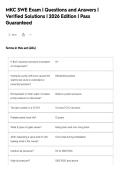 MKC SWE Exam &vert; Questions and Answers &vert;&NewLine;Verified Solutions &vert; 2026 Edition &vert; Pass&NewLine;Guaranteed