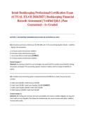 Intuit Bookkeeping Professional Certification Exam ACTUAL EXAM 2026&sol;2027 &vert; Bookkeeping Financial Records Assessment &vert; Verified Q&A &vert; Pass Guaranteed - A&plus; Graded