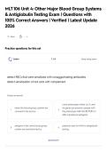 MLT 106 Unit 4&colon; Other Major Blood Group Systems&NewLine;& Antiglobulin Testing Exam &vert; Questions with&NewLine;100&percnt; Correct Answers &vert; Verified &vert; Latest Update&NewLine;2026