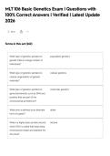 MLT 106 Basic Genetics Exam &vert; Questions with&NewLine;100&percnt; Correct Answers &vert; Verified &vert; Latest Update&NewLine;2026
