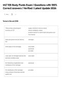 MLT 105 Body Fluids Exam &vert; Questions with 100&percnt;&NewLine;Correct Answers &vert; Verified &vert; Latest Update 2026