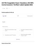 MLT 104 Coagulation Exam &vert; Questions with 100&percnt;&NewLine;Correct Answers &vert; Verified &vert; Latest Update 2026