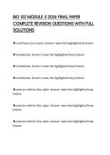 BIO 152 MODULE 5 2026 FINAL PAPER &NewLine;COMPLETE REVISION QUESTIONS WITH FULL &NewLine;SOLUTIONS 