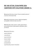 BIO 168 ACTUAL EXAM PAPER 2026 &NewLine;QUESTIONS WITH SOLUTIONS GRADED A&plus;