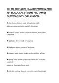 BIO 168 TESTS 2026 EXAM PREPARATION PACK &NewLine;KEY BIOLOGICAL SYSTEMS AND SAMPLE &NewLine;QUESTIONS WITH EXPLANATIONS 