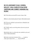 BIO 181 ASSESSMENT EXAM 2 GENERAL &NewLine;BIOLOGY 1 2026 COMPLETE EXAM PAPER &NewLine;QUESTIONS AND CORRECT ANSWERS FULL &NewLine;REVIEW