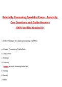 Relativity Processing Specialist Exam - RelativityOne 2026 &vert; Complete Questions and Guide Answers&comma; 100&percnt; Verified Graded A&plus;