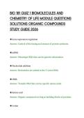 BIO 181 QUIZ 1 BIOMOLECULES AND &NewLine;CHEMISTRY OF LIFE MODULE QUESTIONS &NewLine;SOLUTIONS ORGANIC COMPOUNDS &NewLine;STUDY GUIDE 2026 