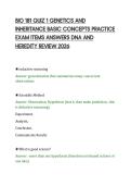 BIO 181 QUIZ 1 GENETICS AND &NewLine;INHERITANCE BASIC CONCEPTS PRACTICE &NewLine;EXAM ITEMS ANSWERS DNA AND &NewLine;HEREDITY REVIEW 2026