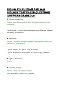 BIO 182 FINAL EXAM ASU 2026 &NewLine;BIOLOGY TEST PAPER QUESTIONS &NewLine;ANSWERS GRADED A&plus; 