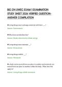 BIO 214 UWEC EXAM 1 EXAMINATION &NewLine;STUDY SHEET 2026 VERIFIED QUESTION&NewLine;ANSWER COMPILATION 