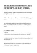 BIO 226 ANATOMY AND PHYSIOLOGY TEST 2 &NewLine;KEY CONCEPTS AND REVIEW NOTES 2026