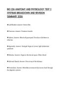 BIO 226 ANATOMY AND PHYSIOLOGY TEST 2 &NewLine;SYSTEMS BREAKDOWN AND REVISION &NewLine;SUMMARY 2026 