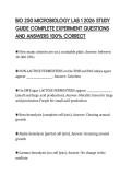 BIO 250 MICROBIOLOGY LAB 1 2026 STUDY &NewLine;GUIDE COMPLETE EXPERIMENT QUESTIONS &NewLine;AND ANSWERS 100&percnt; CORRECT 