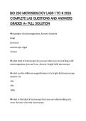 BIO 250 MICROBIOLOGY LABS 1 TO 8 2026 &NewLine;COMPLETE LAB QUESTIONS AND ANSWERS &NewLine;GRADED A&plus; FULL SOLUTION