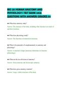 BIO 251 HUMAN ANATOMY AND &NewLine;PHYSIOLOGY I TEST BANK 2026 &NewLine;QUESTIONS WITH ANSWERS GRADED A&plus; 