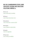 BIO 252 COMPREHENSIVE STUDY GUIDE &NewLine;2026 BODY SYSTEMS AND FUNCTIONS &NewLine;SOLUTIONS VERIFIED A&plus; 