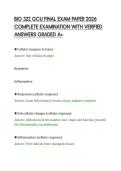 BIO 322 GCU FINAL EXAM PAPER 2026 &NewLine;COMPLETE EXAMINATION WITH VERIFIED &NewLine;ANSWERS GRADED A&plus; 
