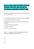 BIO 340 FINAL EXAM PROTEIN SYNTHESIS &NewLine;ENZYME FUNCTION AND METABOLIC &NewLine;PATHWAYS ASSESSMENT REVIEW GUIDE 