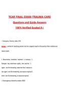 TCAR FINAL EXAM-TRAUMA CARE &lpar;Latest 2026&sol;2027 Update&rpar; Complete Questions and Guide Answers&comma; 100&percnt; Verified Graded A&plus;