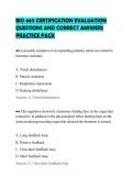 BIO 669 CERTIFICATION EVALUATION &NewLine;QUESTIONS AND CORRECT ANSWERS &NewLine;PRACTICE PACK 
