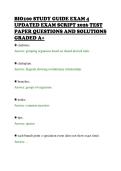 BIO100 STUDY GUIDE EXAM 4 &NewLine;UPDATED EXAM SCRIPT 2026 TEST &NewLine;PAPER QUESTIONS AND SOLUTIONS &NewLine;GRADED A&plus;