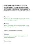 BIOBEYOND UNIT 7 CLIMATE SYSTEM &NewLine;EARTH ENERGY BALANCE ASSESSMENT &NewLine;QUESTIONS SOLUTIONS 2026 GRADED A&plus;