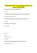 APEA-Patho EENT Exam Questions with Correct&NewLine;Answers &vert; Latest 2026