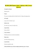 BCOR 2204 Finance Quiz 1 Quizzes with Correct&NewLine;Answers