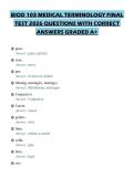 BIOD 103 MEDICAL TERMINOLOGY FINAL&NewLine;TEST 2026 QUESTIONS WITH CORRECT&NewLine;ANSWERS GRADED A&plus;