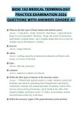 BIOD 103 MEDICAL TERMINOLOGY&NewLine;PRACTICE EXAMINATION 2026&NewLine;QUESTIONS WITH ANSWERS GRADED A&plus;