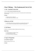 Class 9 Biology &ndash; The Fundamental Unit of Life &lpar;Easy Notes &plus; Important Points &plus; Q&A&rpar;