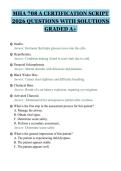 MHA 708 A CERTIFICATION SCRIPT&NewLine;2026 QUESTIONS WITH SOLUTIONS&NewLine;GRADED A&plus;&NewLine;