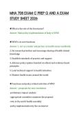 MHA 708 EXAM C PREP Q AND A EXAM&NewLine;STUDY SHEET 2026