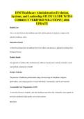 D545 Healthcare Administration Evolution&comma;&NewLine;Systems&comma; and Leadership STUDY GUIDE WITH-&NewLine;CORRECT VERIFIED SOLUTIONS &vert; 2026&NewLine;UPDATE
