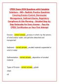 CPESC Exam 2026 Questions with Complete Solutions &ndash; 600&plus; Realistic Practice Questions Covering Erosion Control&comma; Stormwater Management&comma; Sediment Basins&comma; Regulatory Compliance & Site Planning &ndash; Detailed Step-by Step Rationales for Every Answer &ndash; Pass the CP