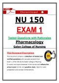 NU 150 Exam 1 &ndash; Pharmacology &ndash; &lpar;2026&rpar; Actual Questions & Answers &lpar;Galen College of Nursing&rpar;