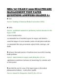 MHA 707 EXAM C 2026 HEALTHCARE&NewLine;MANAGEMENT TEST PAPER&NewLine;QUESTIONS ANSWERS GRADED A&plus;&NewLine;