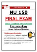 NU 150 Final Exam &ndash; Pharmacology &ndash; &lpar;2026&rpar; Actual Questions & Answers &lpar;Galen College of Nursing&rpar;