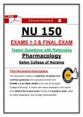 Galen NU 150 Exams 1&ndash;3 & Final Exam Pharmacology &ndash; &lpar;2026&sol;2027&rpar; Actual Questions&comma; Verified Answers with Rationales &vert; Guarantee Pass