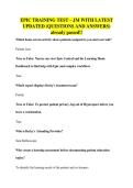 EPIC TRAINING TEST &ndash; JM WITH LATEST&NewLine;UPDATED &lpar;QUESTIONS AND ANSWERS&rpar;&NewLine;already passed&excl;&excl;