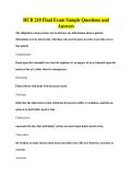 HCR 210 Final Exam Sample Questions and&NewLine;Answers