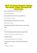 MGMT - 4513 Strategic Management - Oklahoma&NewLine;State University - Professor Aime&colon; Quiz &num;1 with&NewLine;Correct Answers