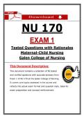 NU 170 Exam 1 &ndash; Maternal-Child Nursing &ndash; &lpar;2026&rpar; Actual Questions & Answers &lpar;Galen College of Nursing&rpar;