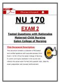 NU 170 Exam 2 &ndash; Maternal-Child Nursing &ndash; &lpar;2026&rpar; Actual Questions & Answers &lpar;Galen College of Nursing&rpar;