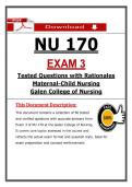 NU 170 Exam 3 &ndash; Maternal-Child Nursing &ndash; &lpar;2026&rpar; Actual Questions & Answers &lpar;Galen College of Nursing&rpar;