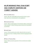 MI LIFE INSURANCE FINAL EXAM SCRIPT&NewLine;2026 COMPLETE QUESTIONS AND&NewLine;CORRECT ANSWERS&NewLine;
