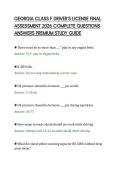 GEORGIA CLASS F DRIVER&rsquo;S LICENSE FINAL&NewLine;ASSESSMENT 2026 COMPLETE QUESTIONS&NewLine;ANSWERS PREMIUM STUDY GUIDE