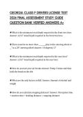 GEORGIA CLASS F DRIVERS LICENSE TEST&NewLine;2026 FINAL ASSESSMENT STUDY GUIDE&NewLine;QUESTION BANK VERIFIED ANSWERS A&plus;